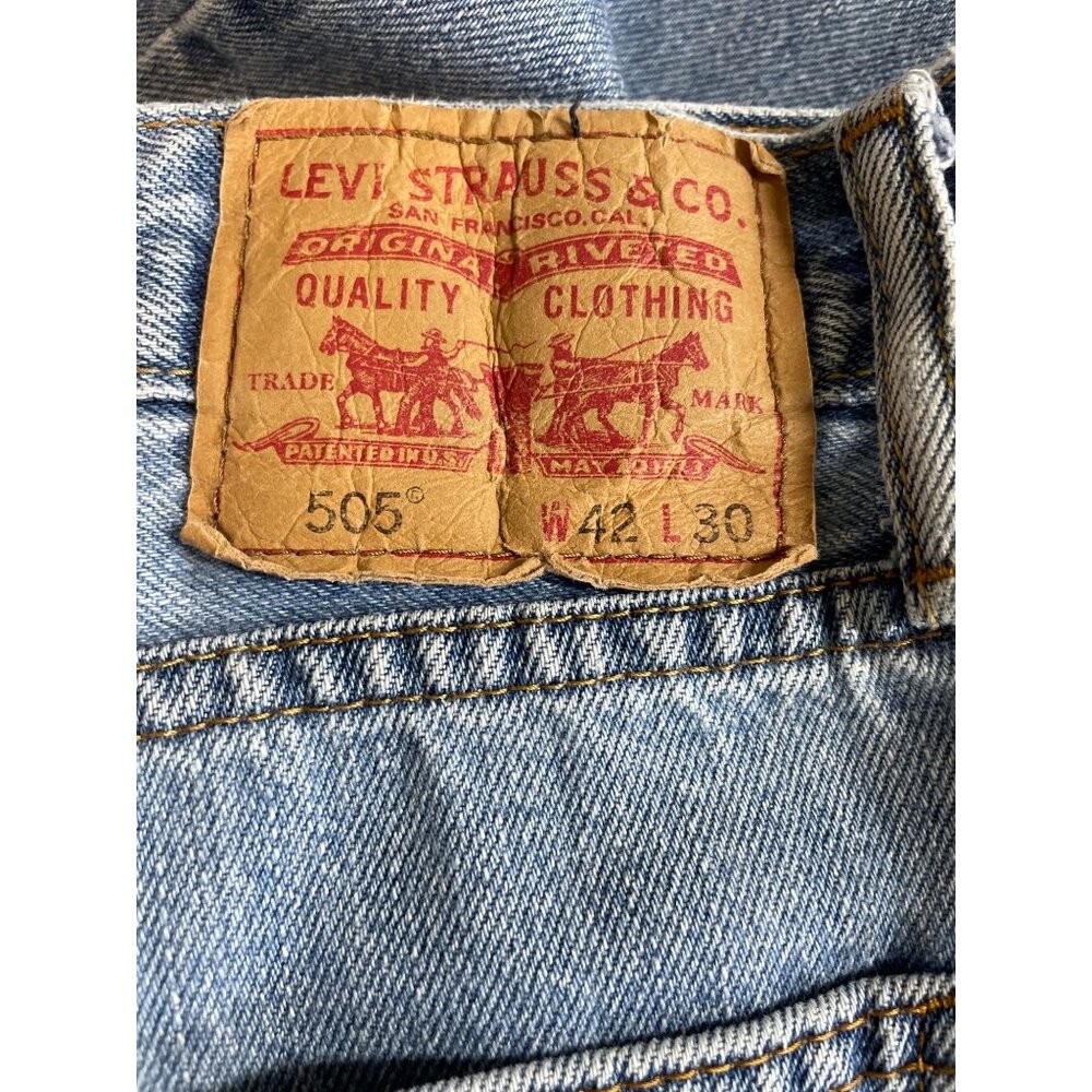 Levi's 505 Straight Fit Straight Leg Blue Denim Jeans Pants Men's 42 x 30 - Picture 5 of 10